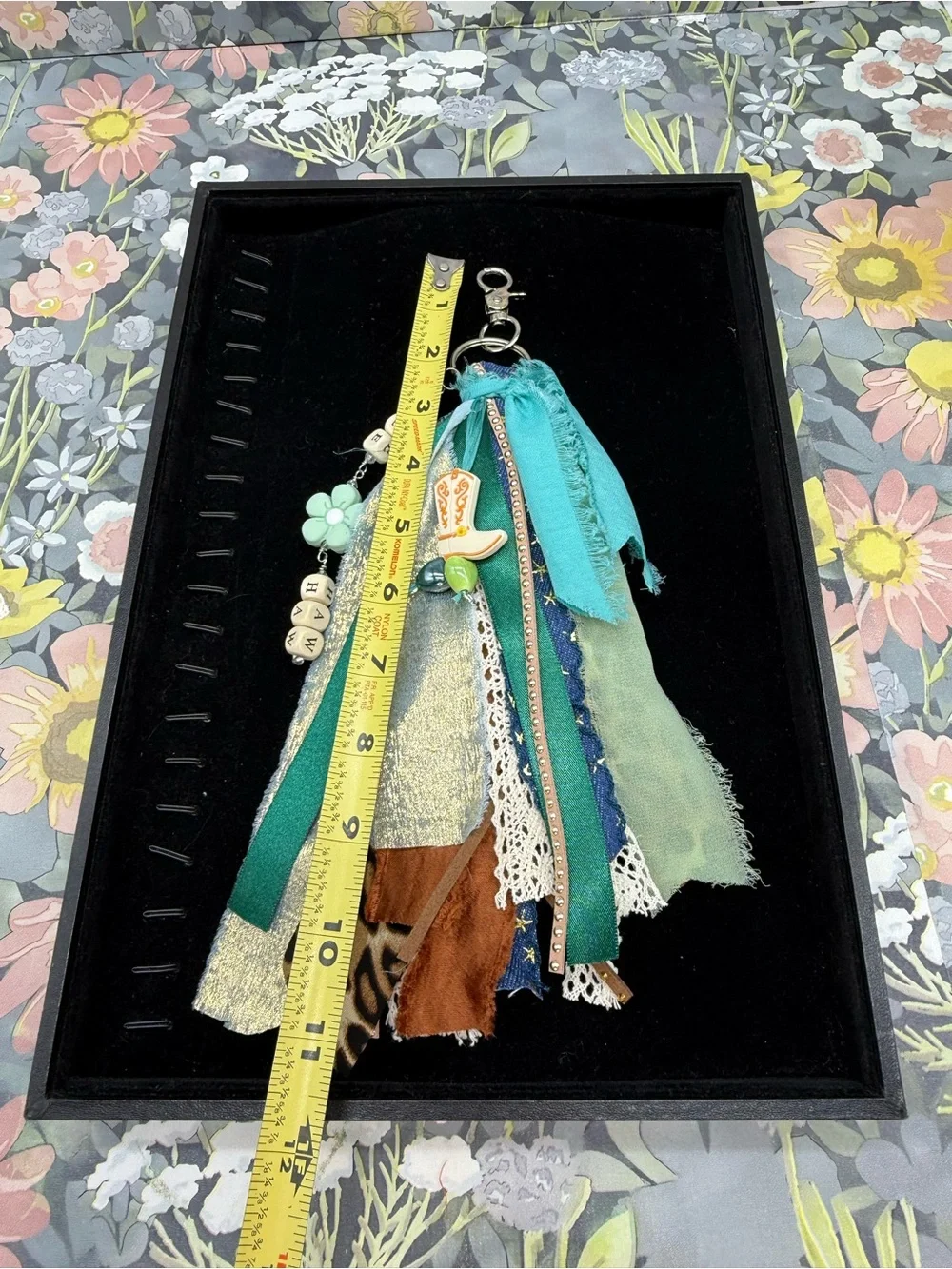 👑Adorned Crown Jewelry purse bag charm keychain yee haw cowgirl fabric tassel